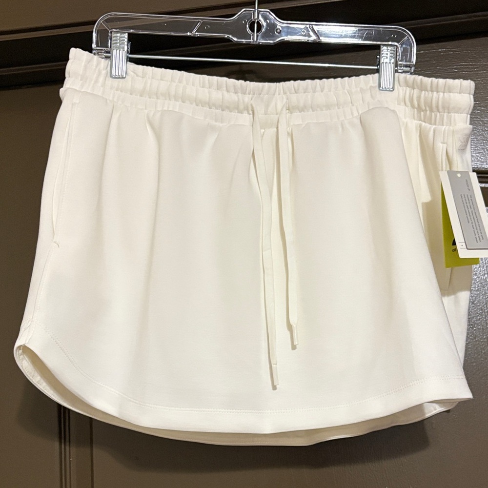 Cream Elastic Waist Athletic Skirt with built-in shorts and pockets!!!